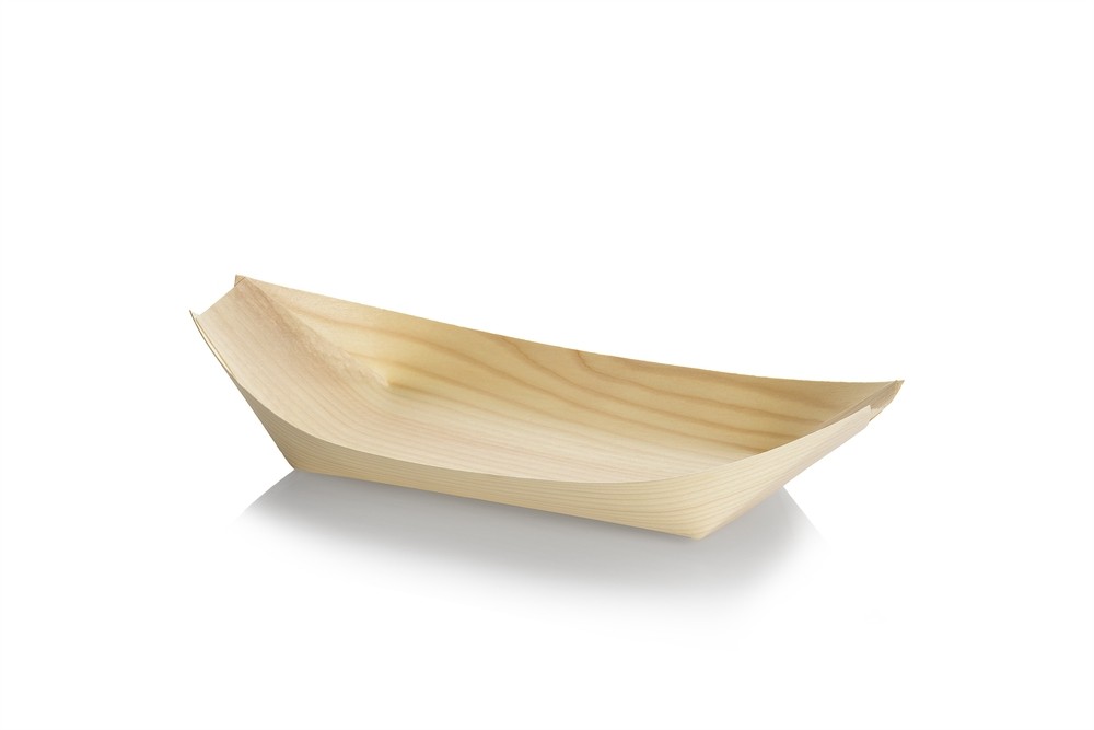 Træbåd, Tallerken (22cm) - 100 stk pk *