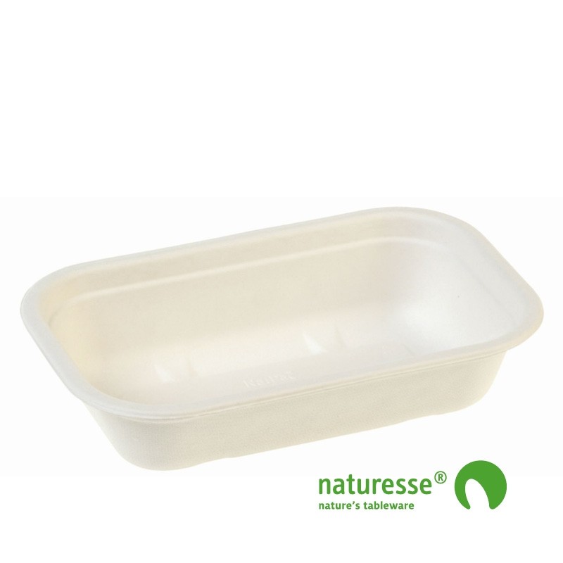 Sukkerrørsfiber Bakke, Biolamineret (20,5x13x5,6cm/650ml) - 125 stk pk