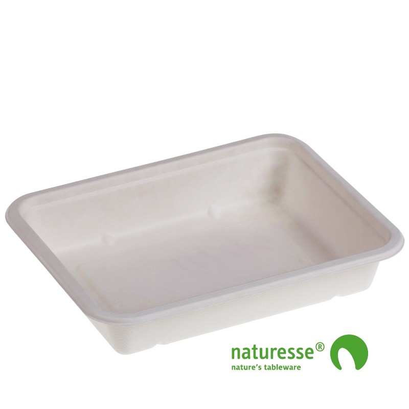 Sukkerrørsfiber Bakke ”Menu”, Biolamineret (22,7x17,8x4,3cm/1000ml) - 125 stk pk