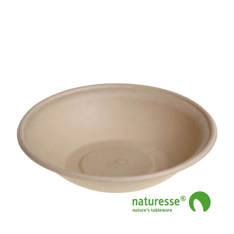 Sukkerrørsfiber Skål ”Natur” (Ø21x4,5cm/600ml) - 125 stk pk *