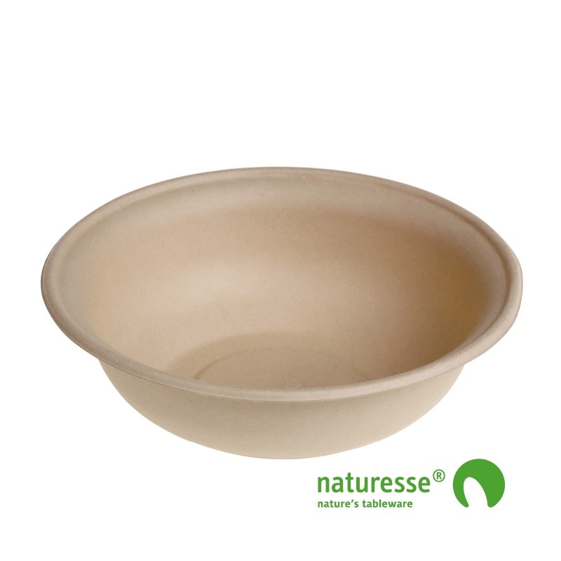 Sukkerrørsfiber Skål ”Natur” (Ø21x6cm/900ml) - 125 stk pk *