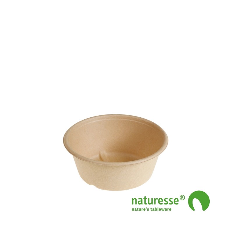 Sukkerrørsfiber Skål ”Natur” (Ø15,1x6cm/600ml) - 60 stk pk