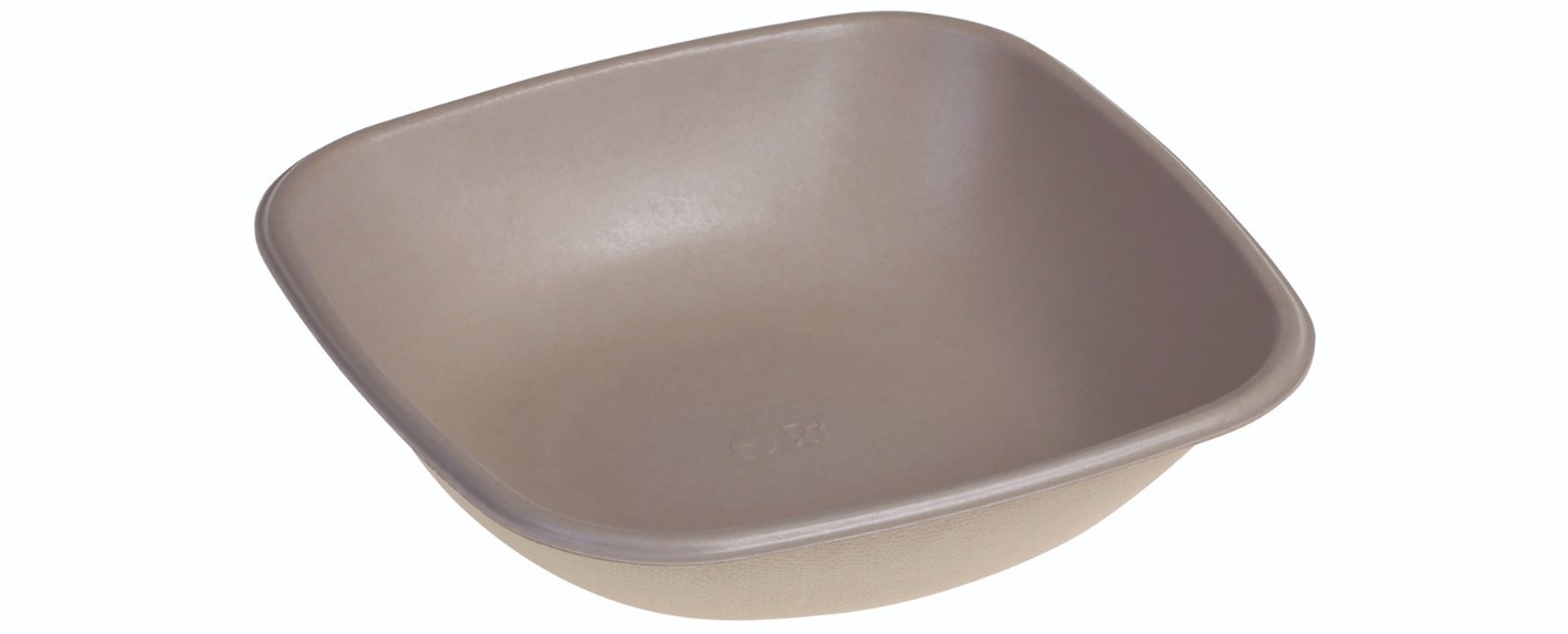 Sukkerrørsfiber Skål ”Natur”, m/Bio Coating (17x17x4cm/500ml) - 125 stk pk