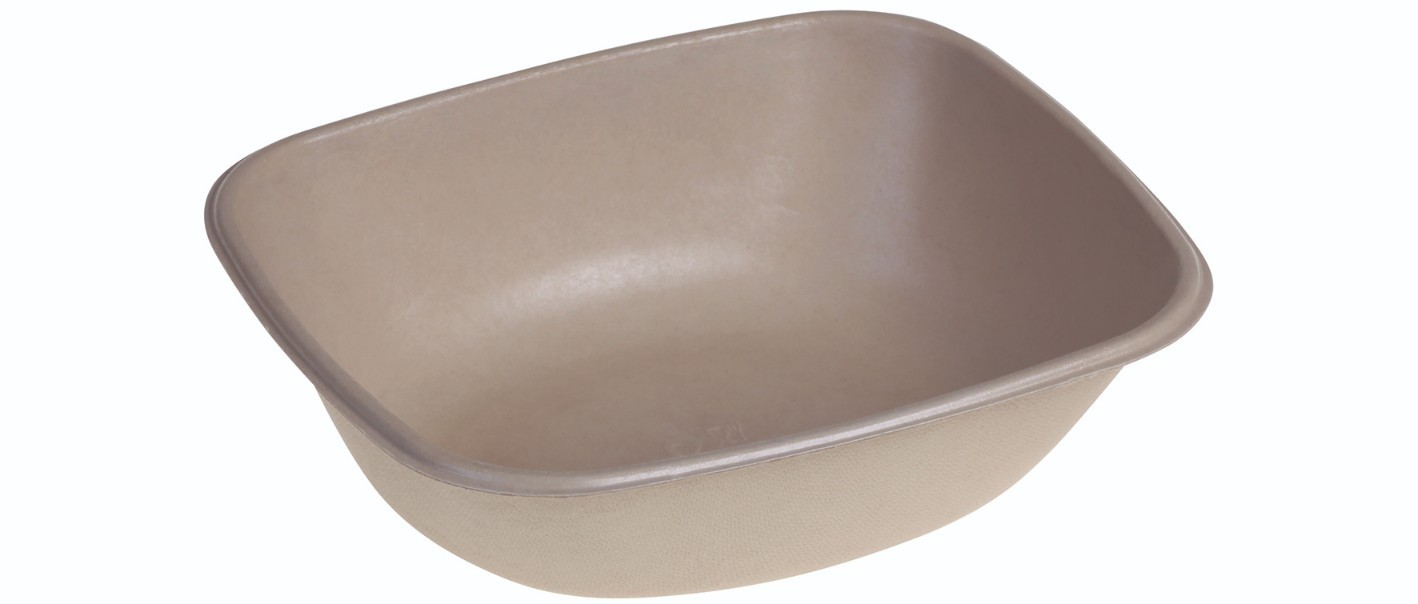 Sukkerrørsfiber Skål ”Natur”, m/Bio Coating (19,5x17x5,6cm/900ml) - 125 stk pk