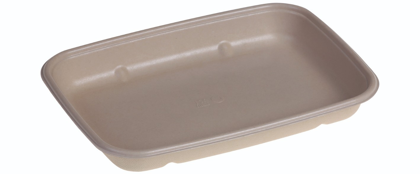 Sukkerrørsfiber Skål ”Natur”, m/Bio Coating (23x16,5x3cm/600ml) - 100 stk pk