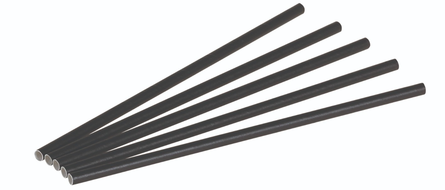 Pap Sugerør, Sort (i boks) (0,8x23cm) - 250 stk pk