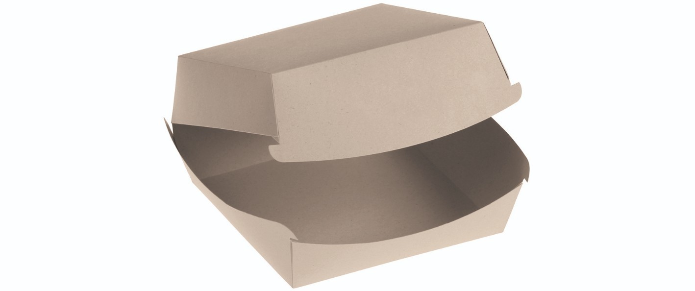 Bambuskarton Burgerboks, m/Låg (12x11x8cm) - 50 stk pk