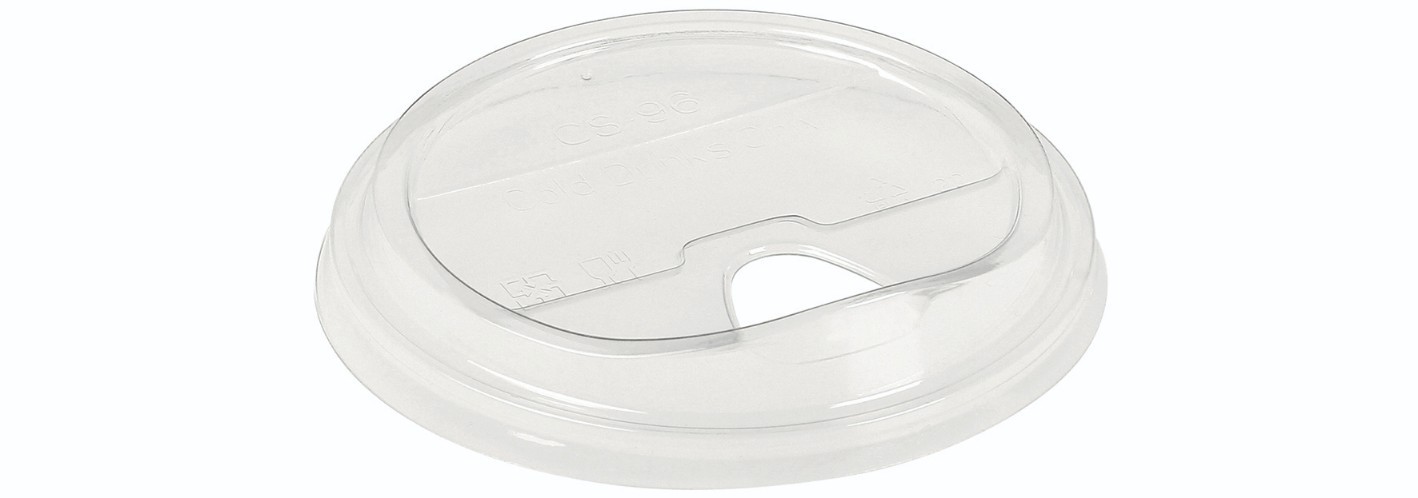 Låg PLA m/drikkeåbning (Ø9,6cm) - 100 stk pk