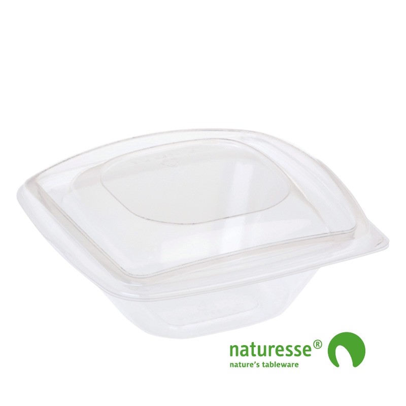 PLA Salatbæger m/Låg (12,6x12,6x5,5cm/240ml) - 40 stk pk