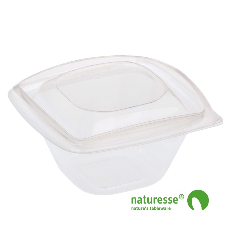 PLA Salatbæger m/Låg (12,6x12,6x7,2cm/360ml) - 40 stk pk