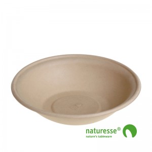 Sukkerrørsfiber Skål ”Natur” (Ø21x4,5cm/600ml) - 125 stk pk *