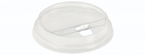Låg PLA m/hængslet åbning (Ø9,6cm) - 100 stk pk