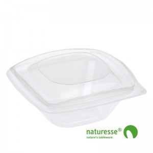 PLA Salatbæger m/Låg (12,6x12,6x5,5cm/240ml) - 40 stk pk