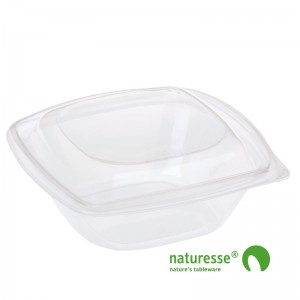 PLA Salatbæger m/Låg (19,2x19,2x7,8cm/960ml) - 50 stk pk