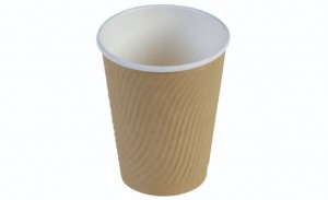 Kaffebæger riffel wall 3dl, Ø90mm, FV beige brun - 30 stk pk*