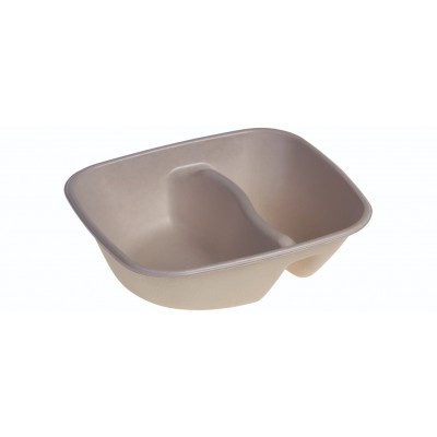 Sukkerrørsfiber Skål ”Natur”, 2-delt m/Bio Coating(19,5x17x5,6cm/900ml) - 100 stk pk