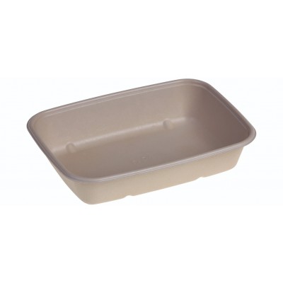 Sukkerrørsfiber Skål ”Natur”, m/Bio Coating (23x16,5x4,7cm/950ml) - 100 stk pk