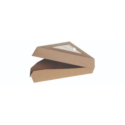 Karton/PLA kraft kage trekant, m PLA vindue 167x129x45mm, FSC MIX - 50 stk pk