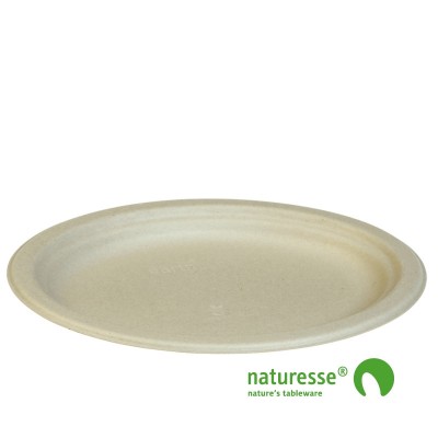 Sukkerrørsfiber Tallerken ”Nature”, Oval (Ø26cm) - 50 stk pk *
