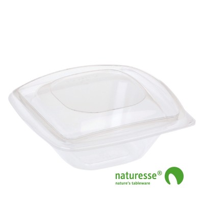 PLA Salatbæger m/Låg (12,6x12,6x5,5cm/240ml) - 40 stk pk