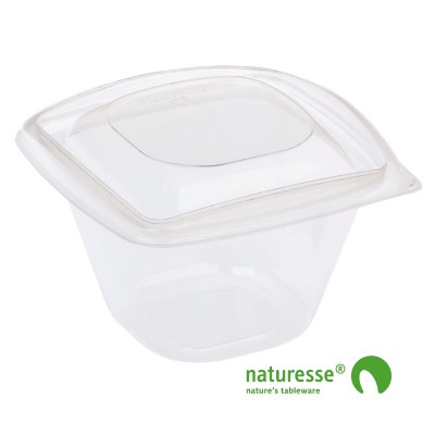 PLA Salatbæger m/Låg (12,6x12,6x8,7cm/480ml) - 40 stk pk