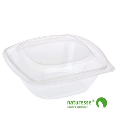PLA Salatbæger m/Låg (19,2x19,2x7,8cm/960ml) - 50 stk pk