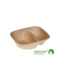 Sukkerrørsfiber Bakke ”Natur”, 2-rum (19,5x17x5,6cm/780ml) - 100 stk pk