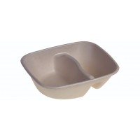 Sukkerrørsfiber Skål ”Natur”, 2-delt m/Bio Coating(19,5x17x5,6cm/900ml) - 100 stk pk